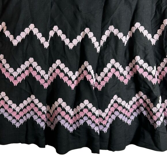NEW Dressbarn Black+Pink Embroidered Linen Blend A-Line Skirt - Plus Size 20W - Picture 3 of 12